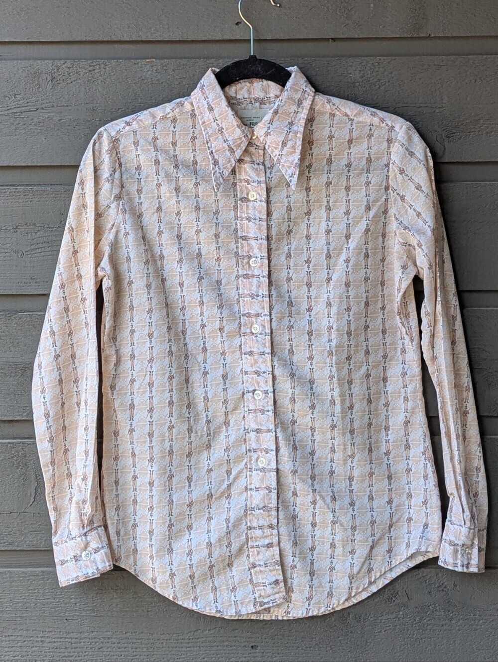 VTG 70s Sears JR Bazaar Dagger Collar Long Sleeve Soldier Shirt Size 11